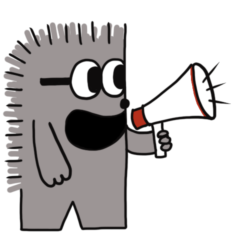 Quillbur with megaphone